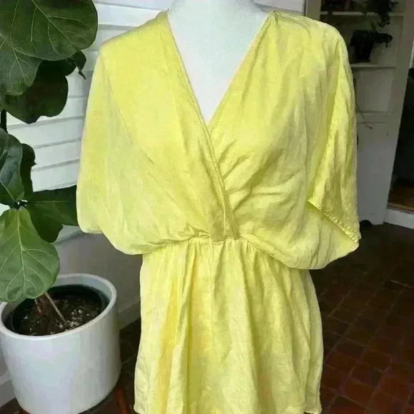 ZARA Yellow Bat wing Summer lightweight soft dress -Size Large - Picture 2 of 6